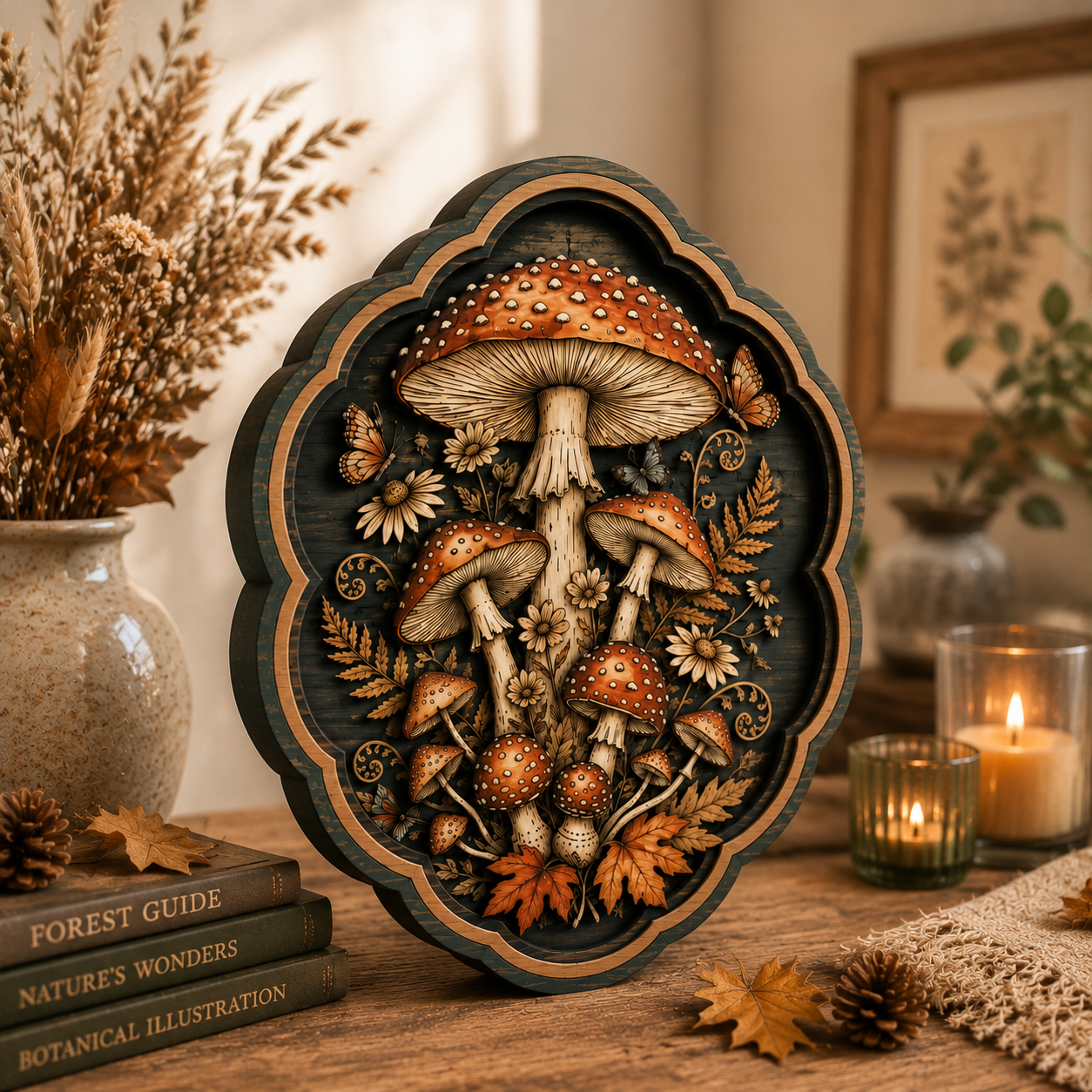 Enchanted Mushroom Garden Wooden Sign - Rustic Woodland Fall Wall Decor