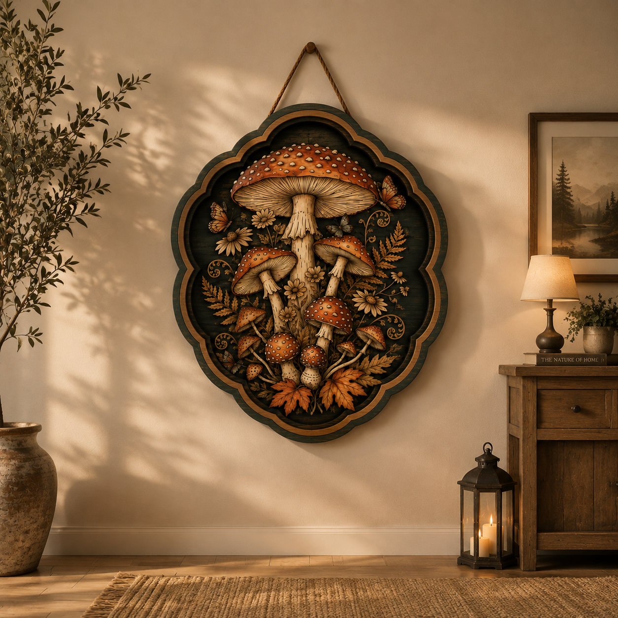 Enchanted Mushroom Garden Wooden Sign - Rustic Woodland Fall Wall Decor