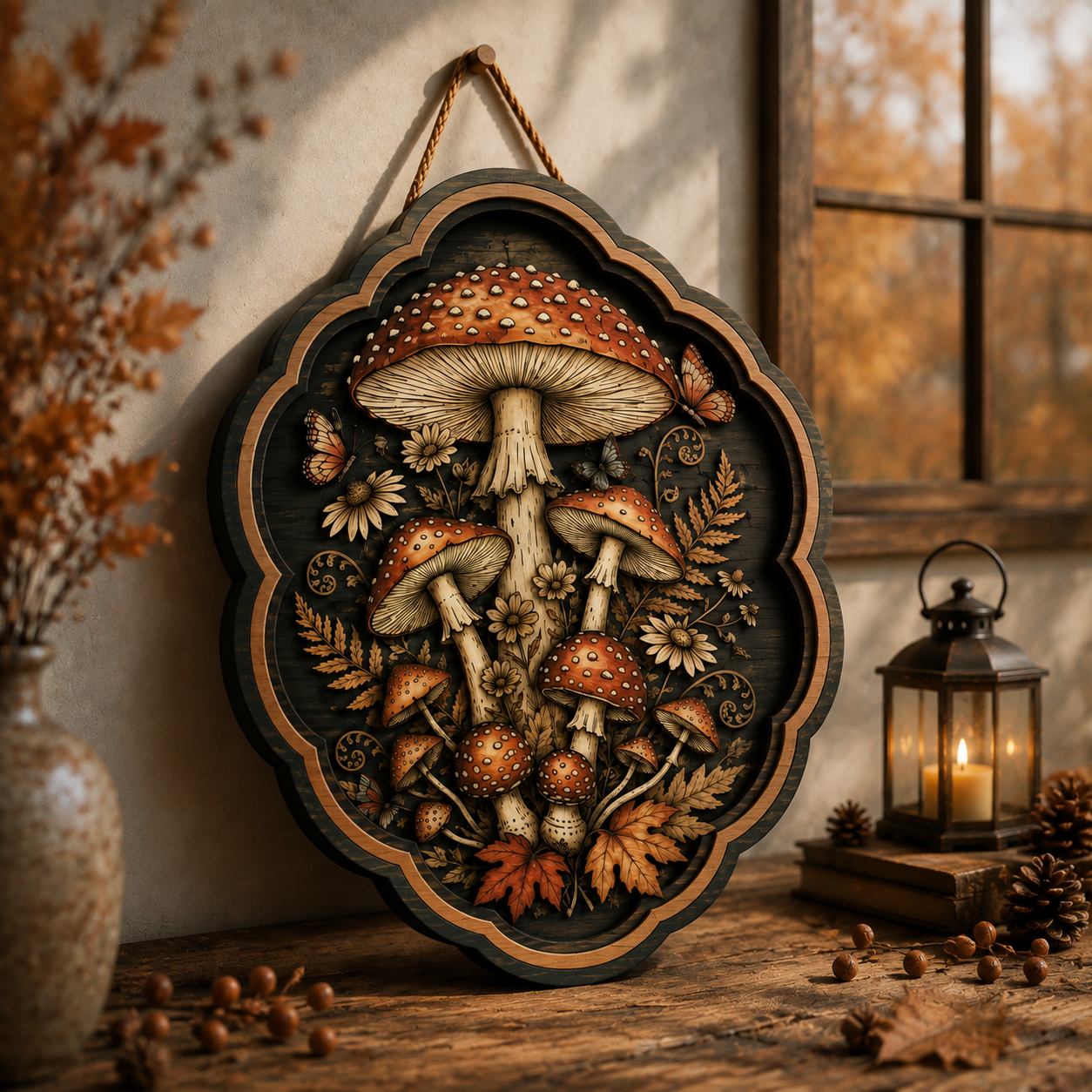 Enchanted Mushroom Garden Wooden Sign - Rustic Woodland Fall Wall Decor