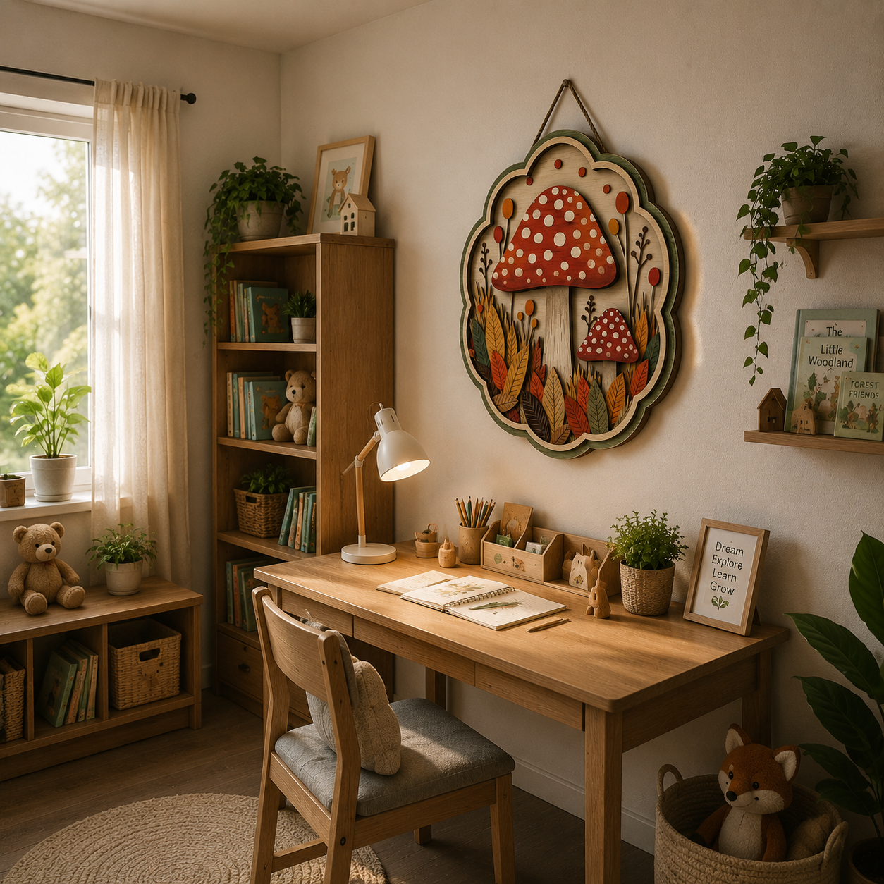 Autumn Mushroom Garden Wooden Sign - Rustic Cottagecore Woodland Wall Decor