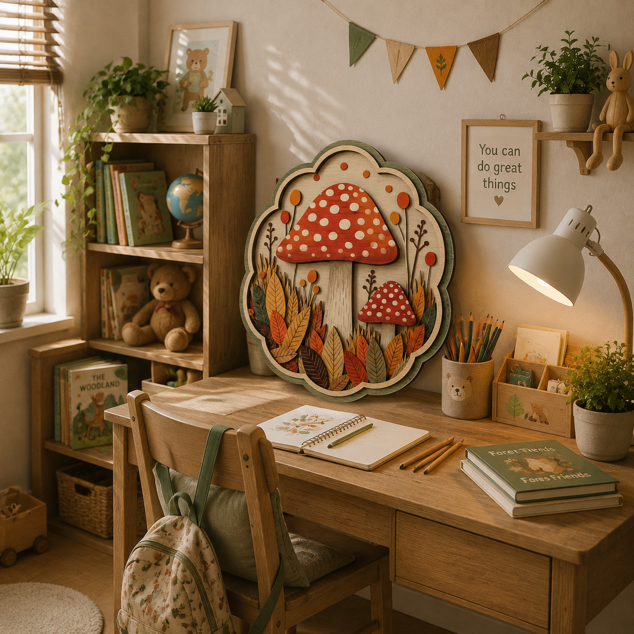 Autumn Mushroom Garden Wooden Sign - Rustic Cottagecore Woodland Wall Decor