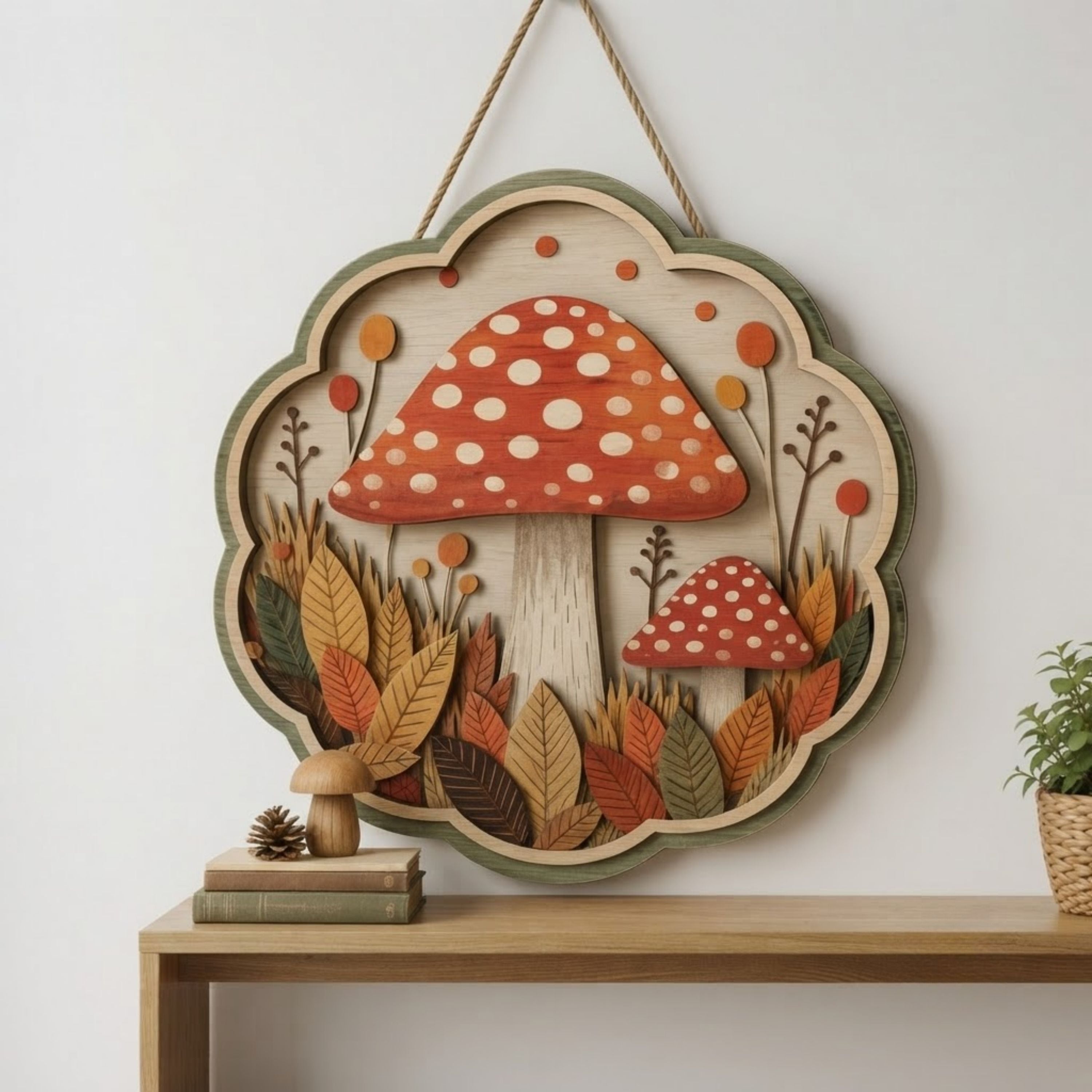 Autumn Mushroom Garden Wooden Sign - Rustic Cottagecore Woodland Wall Decor