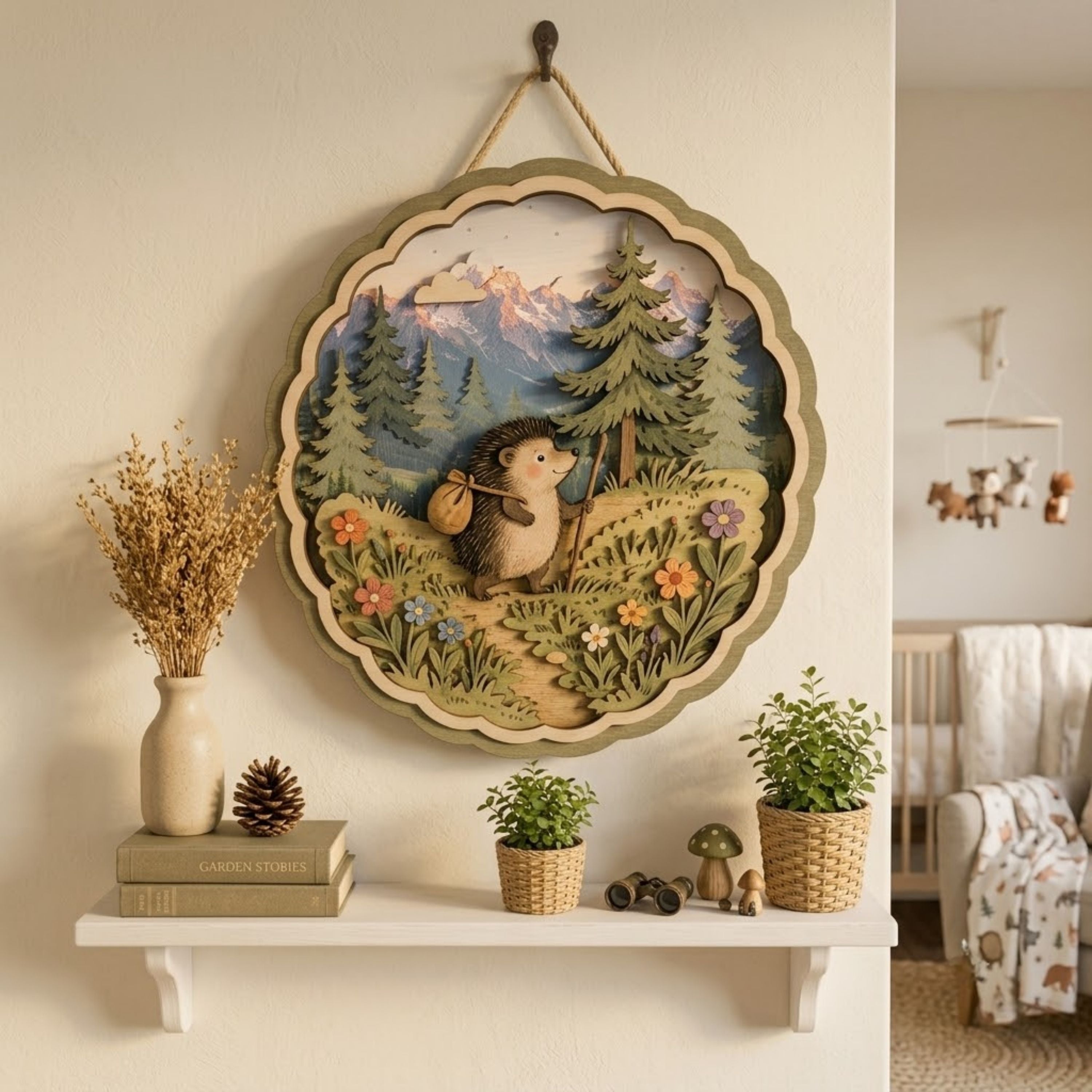 Hedgehog Forest Adventure Wooden Sign - Cottagecore Woodland Nature Wall Decor