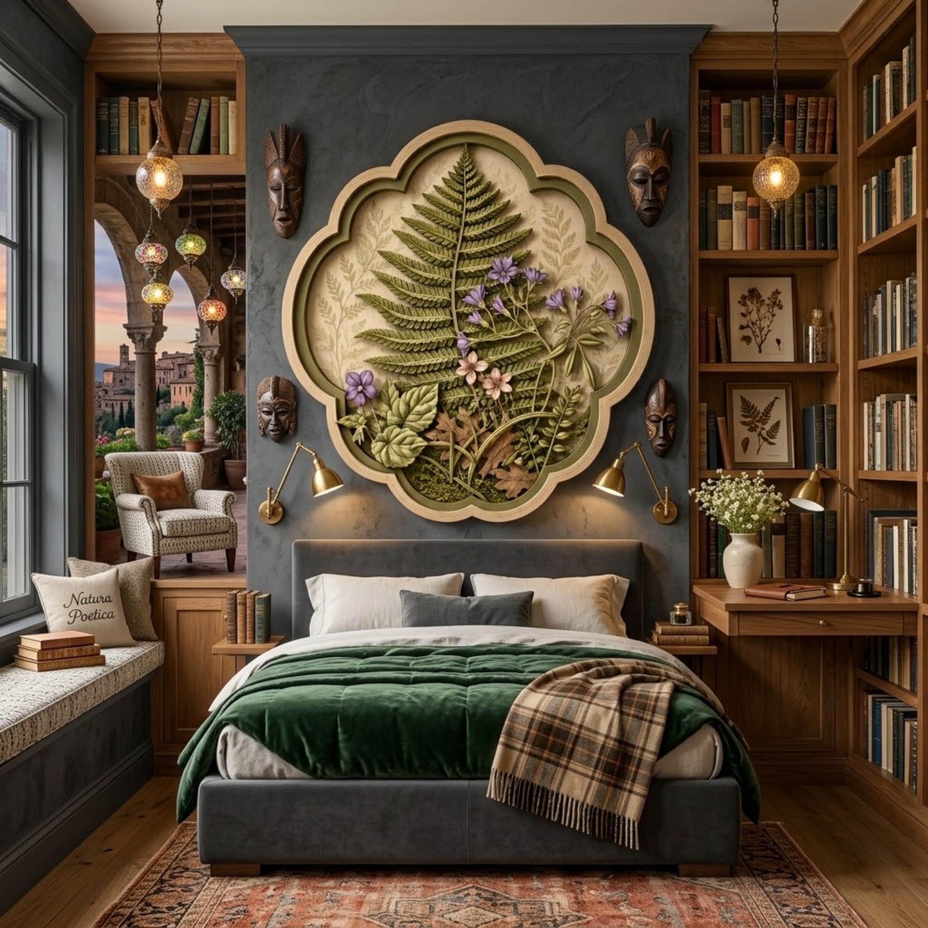 Fern and Wildflower Botanical Wooden Sign - Cottagecore Nature Wall Decor