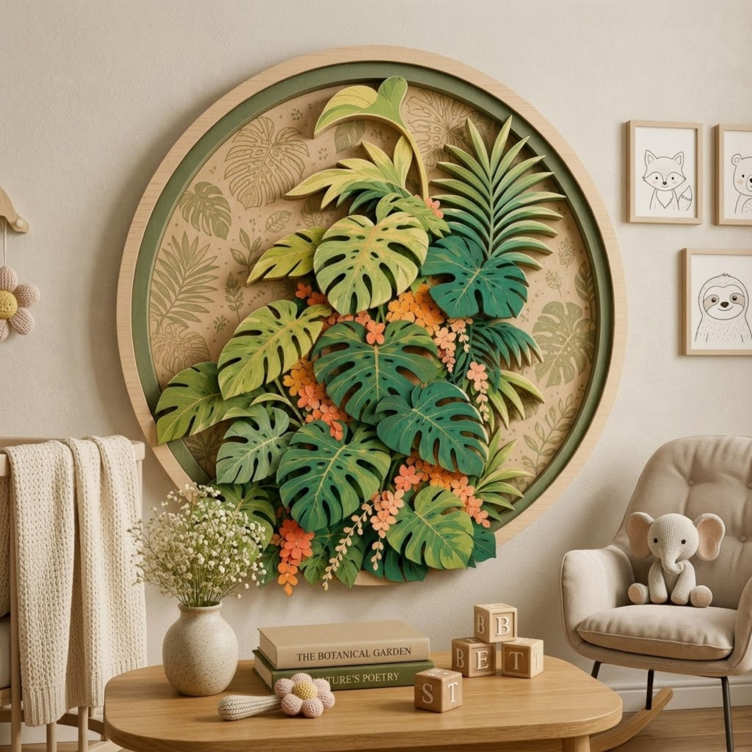 Tropical Monstera Garden Wooden Sign - Botanical Jungle Leaf Wall Decor