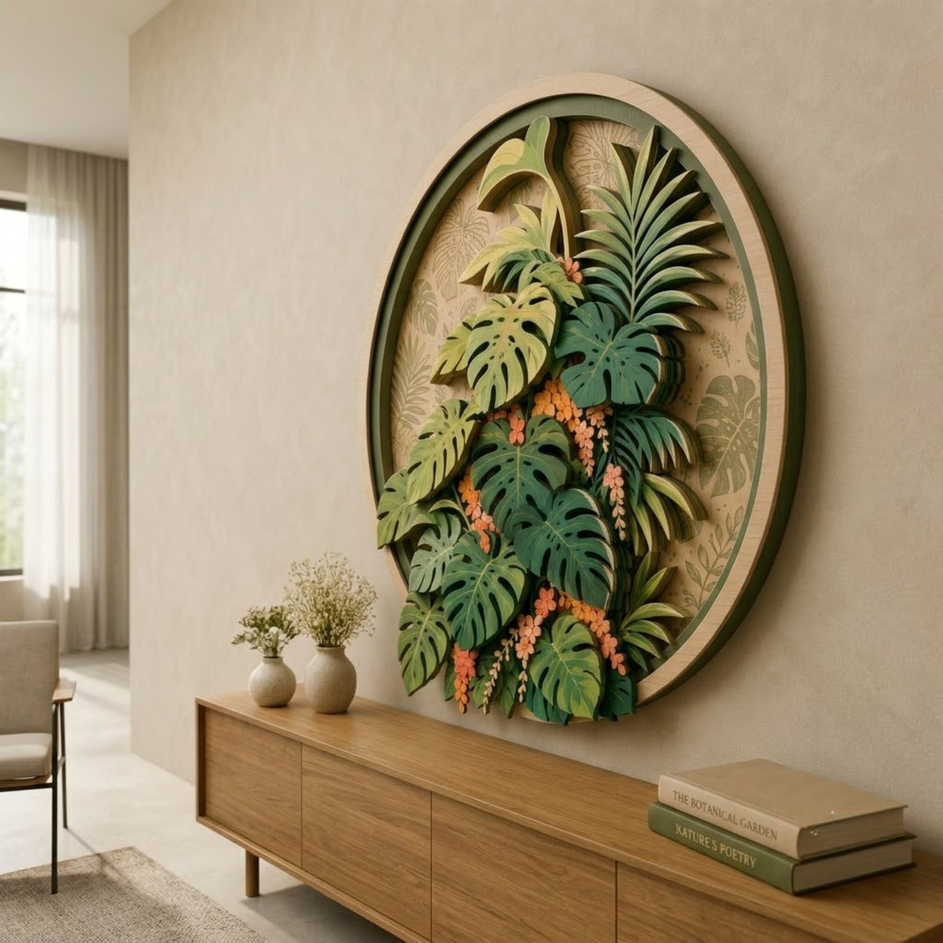 Tropical Monstera Garden Wooden Sign - Botanical Jungle Leaf Wall Decor
