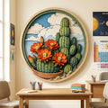 Blooming Cactus Desert Garden Wooden Sign - Southwestern Botanical Wall Decor