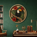 Toucan Hibiscus Tropical Wooden Sign - Botanical Jungle Bird Wall Decor